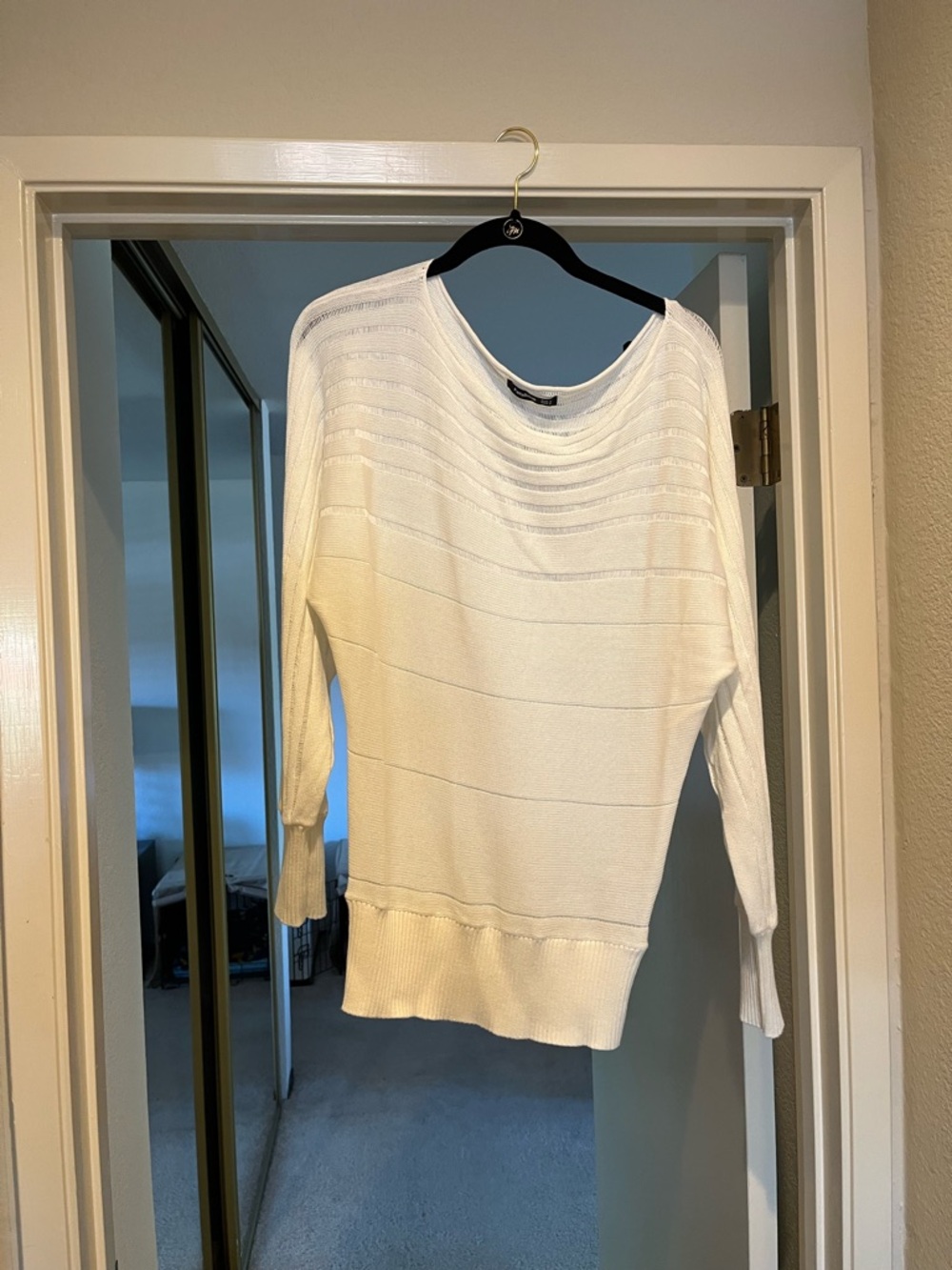 PattyBoutik Cream Scoop Neck Ribbed Knit Sweater